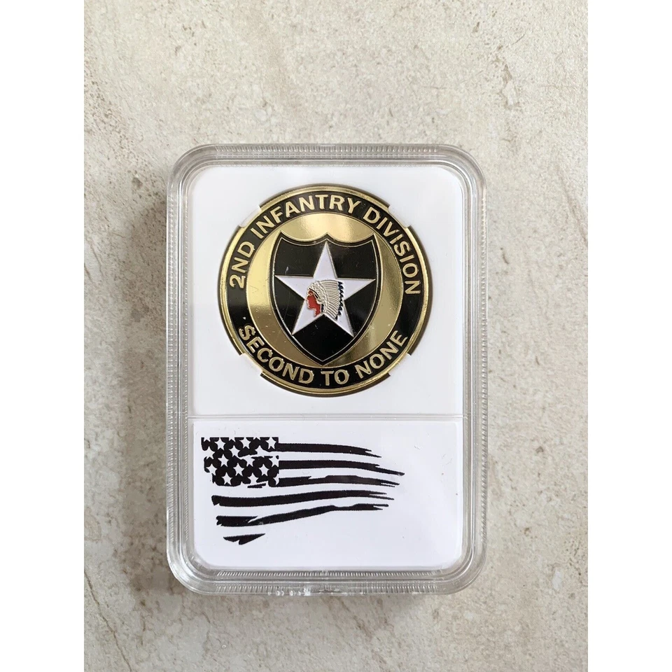 U S ARMY 2nd INFANTRY DIVISION "Second to None" Challenge Coin With Case - Image 1 of 2