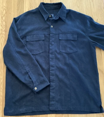 Jordan TWO 3 Sueded Fleece Overshirt Shacket Navy Blue 3XL Vintage Early 2000s - Image 1 of 4