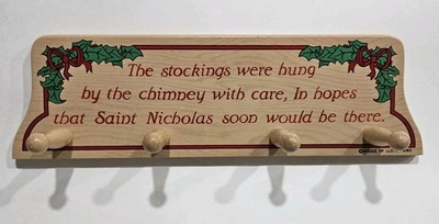 Vintage House of Lloyd Wooden Wall Hanging Stocking Holder 4 Pegs Christmas - Image 1 of 4