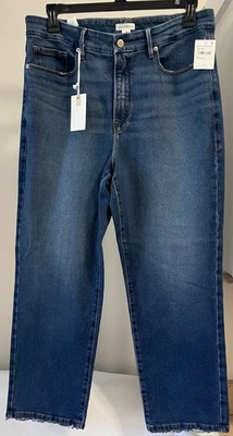 Pantalones de mezclilla para mujer Good American Good Petite rectos azules talla 16 entrepierna 25,5" nuevos con etiquetas Foto 1 de 4