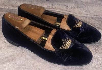 Church’s Terciopelo Terciopelo Zapatillas para Fumar Mocasines Zapatos Planos Soberanos Mujeres Italia Foto 1 de 4