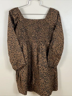 Acogedor vestido de algodón Gap para niños niñas mediano 8 con calado de leopardo otoño Foto 1 de 4