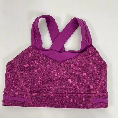 Sujetador deportivo Lululemon para mujer talla 2 rosa cruzado con tiras estampado gimnasio activo Foto 1 de 4