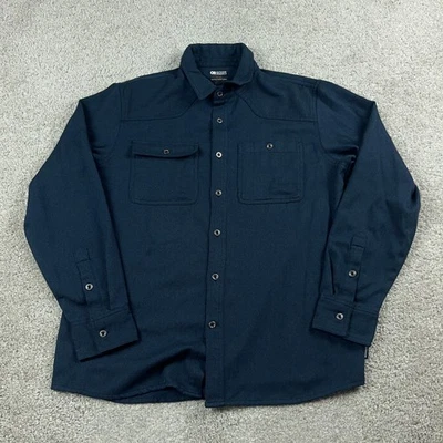 Outdoor Research Shirt Mens Medium Blue Harringbone Feedback Hiking Outdoors - Image 1 of 4