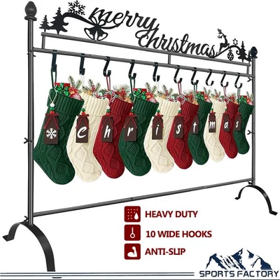 Soporte para Medias de Navidad de 3 pies con 10 Ganchos Soporte para Calcetines de Navidad Percha Decoración Foto 1 de 4