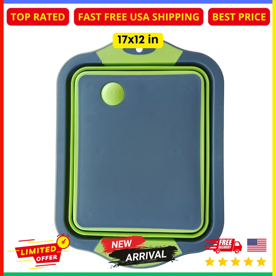 Foldable Cutting Board & Wash Basin 17x12 Gray – Space-Saving Kitchen Prep Sink - Image 1 of 4