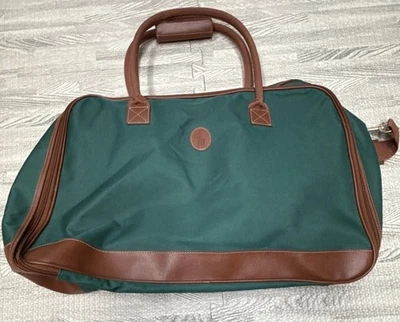 De Colección Polo Ralph Lauren Viaje Verde Lona Cuero Marrón Maleta Fin de Semana Años 90 Foto 1 de 4