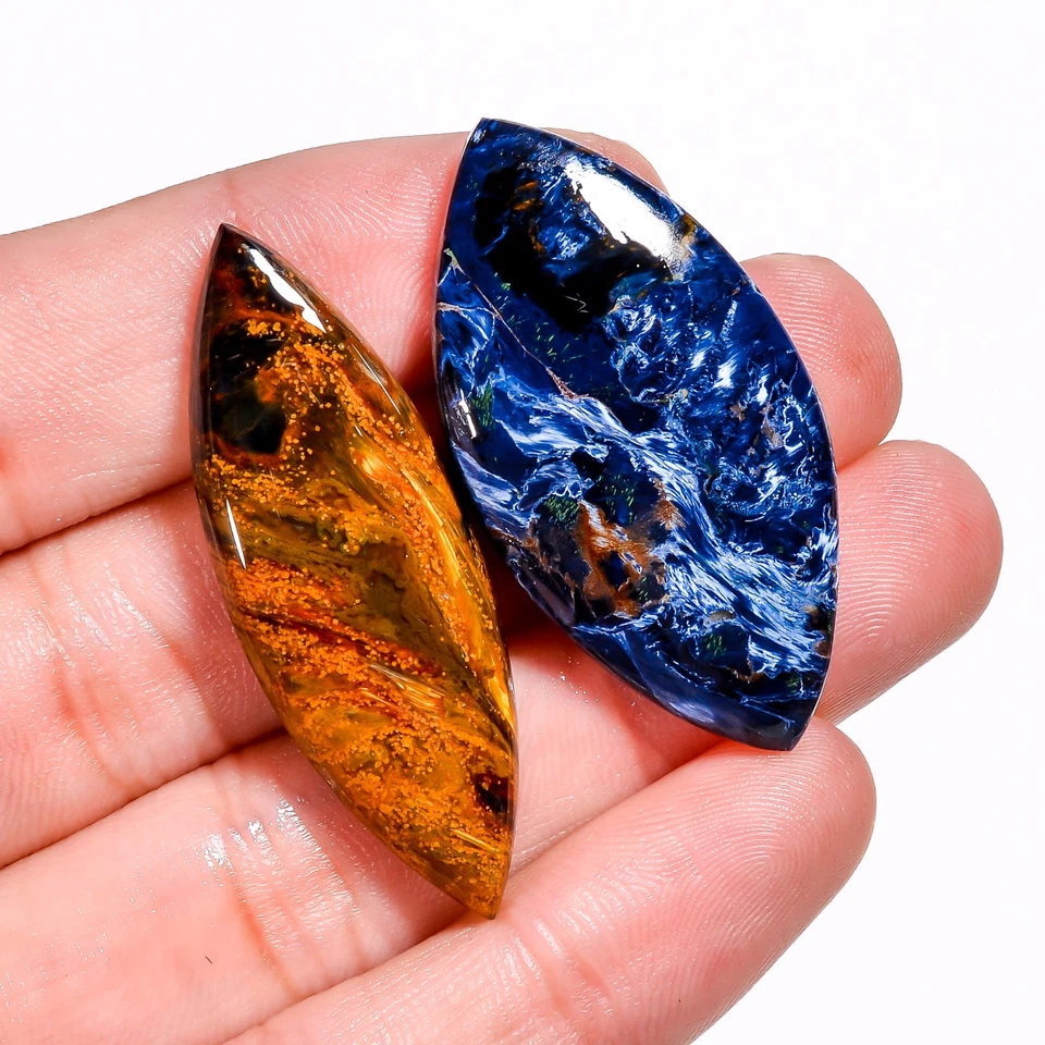 51,5 quilates Excepcional Pietersite Marquesa 42X14 40X20 mm Cabujón 2 Piezas Piedras Preciosas Foto 1 de 2