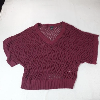 Suéter Lane Bryant Mujer 28 4X Rojo Tejido Abierto Cuello en V Manga Corta Plus Exterior Foto 1 de 4