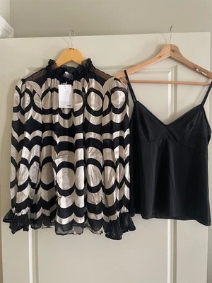 NUEVO CON ETIQUETAS PRECIO DE VENTA SUGERIDO POR EL FABRICANTE $695 BLUSA SEDA ZIMMERMANN CALENDARIOSCOPIO BURNOUT TALLA 0 AUD 8-10 US 4-6 Foto 1 de 4