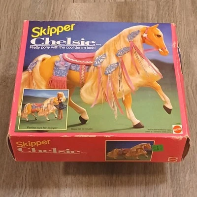 Barbie Skipper Chelsie Pony Pretty Pony 1992 con el aspecto de mezclilla genial 10081 leer Foto 1 de 4