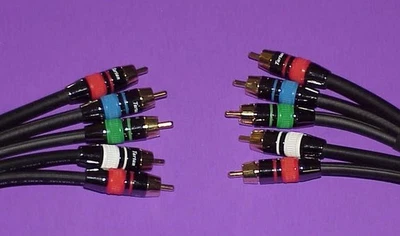 BRAND NEW, GOLD PLATED 6' Premium 5-RCA Component A/V Cables, DVD / VCR - Image 1 of 2