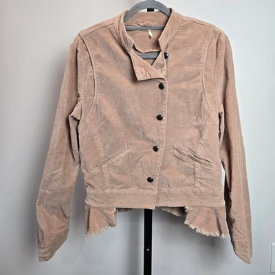 Chaqueta Blazer Militar de Terciopelo Free People Sin Cortar Pana Volantes Dobladillo Crudo Regencia Foto 1 de 4