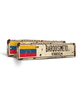 BARQUISIMETO VENEZUELA Vintage Style Street Sign Venezuelan flag city country - Picture 1 of 10