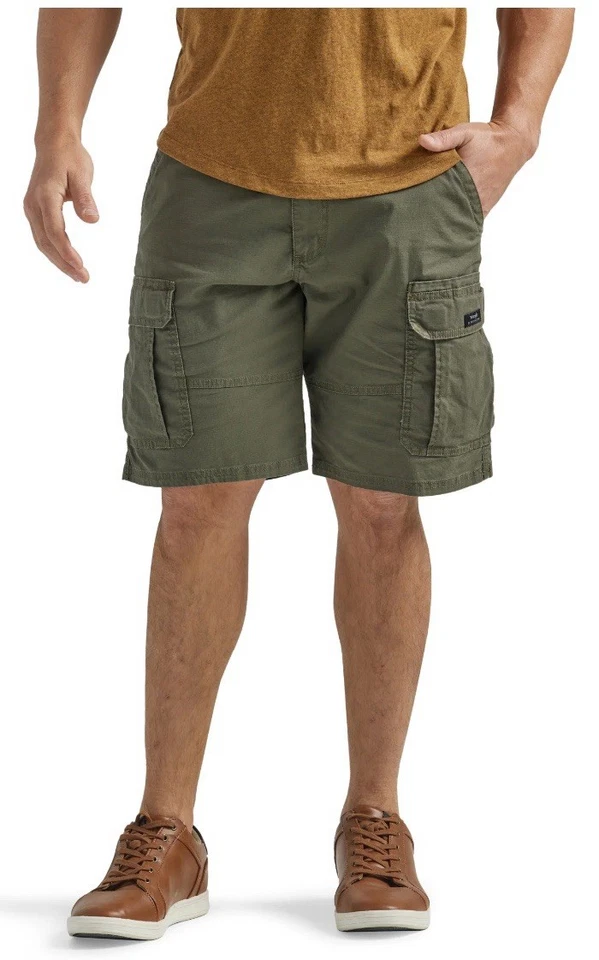 Wrangler Cargo Shorts Khaki Green Men's 48 Relaxed Fit Comfort Flex Utility Work