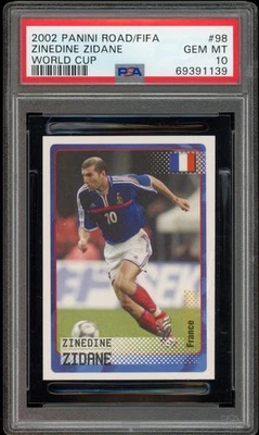 Pegatina Panini Road to World Cup 2002 ZINEDINE ZIDANE novato #98 PSA 10 GEMA COMO NUEVA Foto 1 de 2