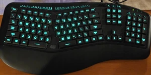 Adesso Tru-Form AKB-150EB 3-Color Illuminated Ergonomic Wired Keyboard Tested - Picture 1 of 6