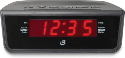 GPX C224B Dual Alarm Clock AM/FM Radio with Red LED Display (Black) Black  - Image 1 of 4