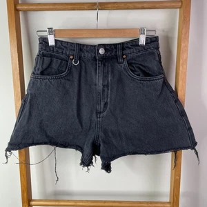 Neuw Denim Shorts Womens 27 Black Frayed Hem Cut Off Pockets High Waisted Casual - Picture 1 of 10