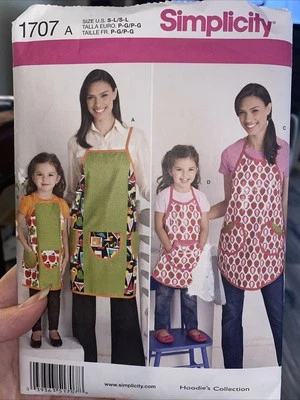 Simplicity 1707 Women's Child's Apron Sewing Pattern Full 2 Styles Size S-L Cut - Image 1 of 2