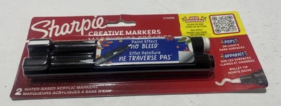 Nuevos marcadores creativos SHARPIE 2ct. Marcadores acrílicos a base de agua. Punta de bala negra Foto 1 de 2