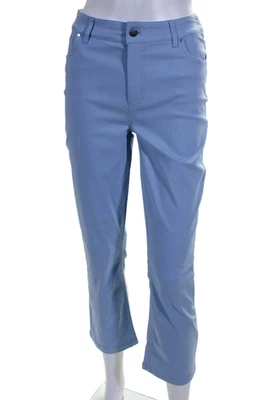 Pantalones para mujer Renuar cintura alta cinco bolsillos pierna recta azul talla 12 Foto 1 de 4