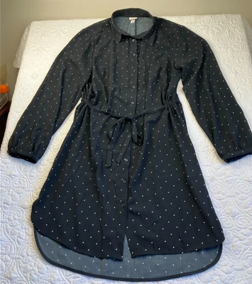 Vestido camisa A New Day tamanho XL preto e branco com botões - Imagem 1 de 4