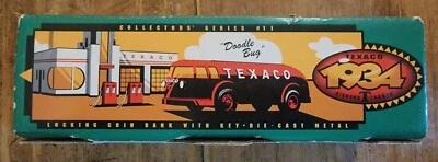 ERTL Texaco Coin Bank w/key 1934 Diamond T Tanker Car Doodlebug  Metal Red B195 - Image 1 of 4
