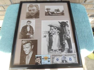 JAMES DEAN COLLAGE PHOTOS FRAMED WITH DRIVER LICENSE AND MILLION DOLLAR. - Picture 1 of 10