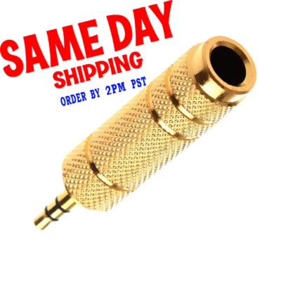 6.5mm to 3.5mm And 3.5mm to 6.5mm Female Headphone Stereo Audio Connector Gold - Image 1 of 2