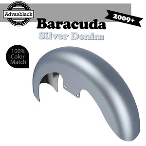 Barracuda Silver Denim 19" Reveal Wrapper Hugger guardabarros delantero para Harley 09+ - Imagen 1 de 9