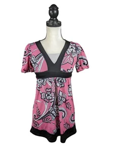 Girls Mary Kate And Ashley Pink Floral Print Blouse Size S W/Flaw - Picture 1 of 13