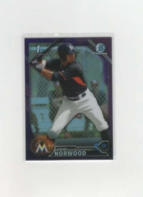 2016 Bowman Chrome Prospects Purple Refractor /250 John Norwood #BCP27 - Image 1 of 2