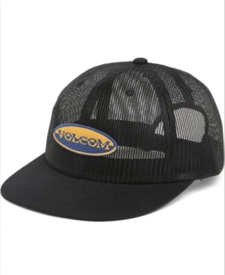 NEW Volcom Mehington Trucker Cap O/S Black, Yellow & Blue Snap Back Men's Hat - Image 1 of 4