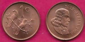 SOUTH AFRICA 1 CENT 1966 UNC SUID AFRIKA,HEAD OF JAN VAN RIEBEECK RIGHT,SPARROWS - Picture 1 of 1