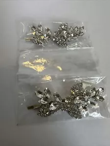 Juego de 2 alfileres de pelo con racimo de diamantes de imitación de metal plateado novia boda bailarina - Imagen 1 de 11