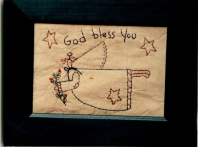 God Bless You Angel Wall Stitchery Pattern Primitive Christmas Stars - Image 1 of 3