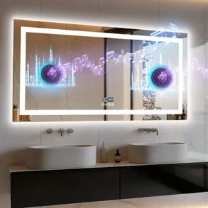 LUVODI Bluetooth LED Badezimmer Spiegel Musik Temperatur Anti-Beschlag Waschtisch Spiegel USA - Bild 1 von 41