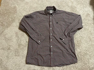 Cinch Long Sleeve Button Down Western Shirt Mens L Gray Red Plaid Check Pattern - Picture 1 of 7