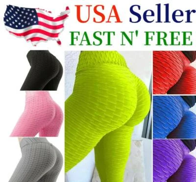 Women Leggings Anti-Cellulite High Waist Push Up Yoga Pants Tik Tok Butt Lift US - Image 1 of 4