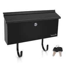 Indoor/Outdoor Wall Mount Locking Mailbox with Newspaper Holder, Includes Keys