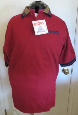 Swingster ESPN Men's Size L Button Short Sleeve Golf Shirt DARK RED USA Made NOS - Image 1 of 4