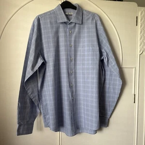 Men’s Van Heusen Shirt Size Large Blue Check Long Sleeved - Picture 1 of 9