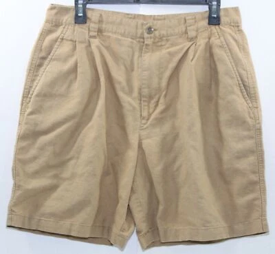 Pantalones Cortos Chinos Preswick & Moore Plisados Frontales Lino Caqui Para Hombre Talla 34 Hasta la Rodilla Foto 1 de 4