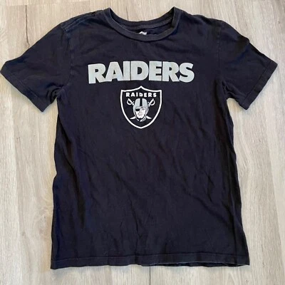 Camiseta Raiders masculina preta manga curta tamanho grande (10-12) vestuário de equipe da NFL - Imagem 1 de 4
