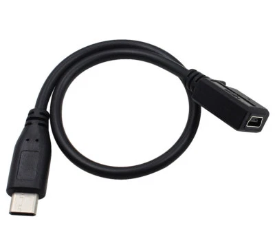 25cm Mini USB Buchse auf USB 3.1 Typ C Stecker Adapter Data Sync Ladekabel Neu - Bild 1 von 4