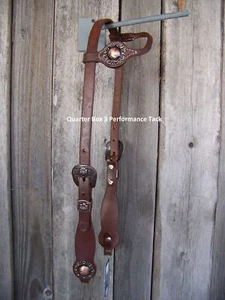 Headstall - geölte Cowboy Kultur Blumenschnalle mit Kupferbeere Concho - Bild 1 von 5