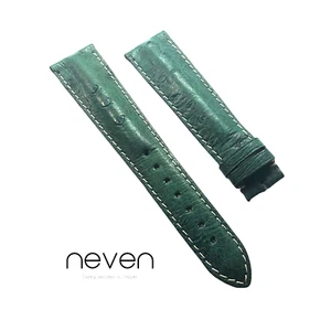 ZENITH - BRACELET - GENUINE LEATHER - GREEN - WHITE COUTURE - 20X17MM - Picture 1 of 2