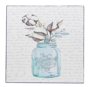 Farmhouse Bathroom Sign Shelf Sitter Wall Art Decor Print Soap Jar Cotton 5" x 5 - Picture 1 of 4