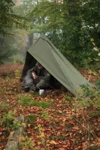 Lavvu Zelt-Set 2 teilig Canvas Olivgrün für 1 Person Bushcraft Camping Outdoor - Bild 1 von 7